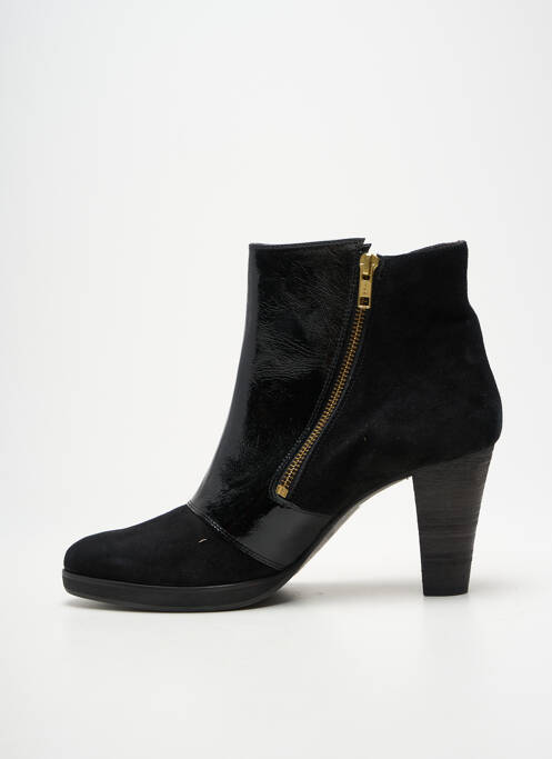 Botine/ghete țesătură satinată toc de 7 la 9 cm negru MISS FIDJI femme