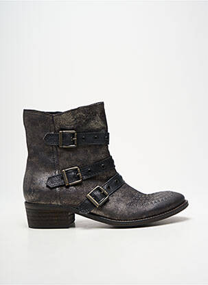 Botine/ghete țesătură satinată toc de 4 la 6 cm argintiu REQINS femme