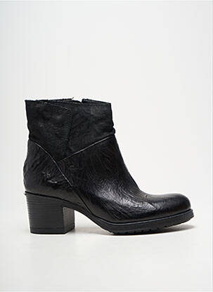 Botine/ghete țesătură satinată toc de 4 la 6 cm negru CAFE NOIR femme