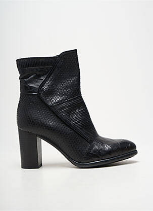 Botine/ghete țesătură satinată toc de 7 la 9 cm negru CAFE NOIR femeie