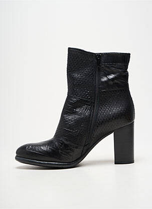 Botine/ghete țesătură satinată toc de 7 la 9 cm negru CAFE NOIR femeie