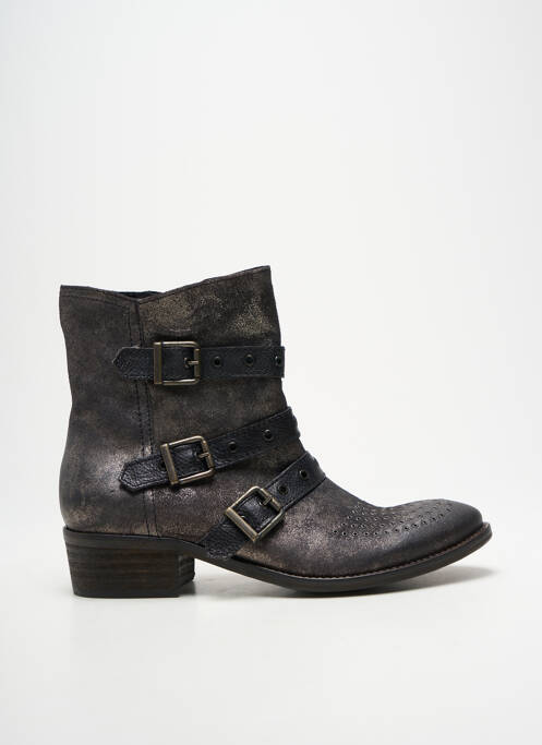 Botine/ghete țesătură satinată toc de 4 la 6 cm argintiu REQINS femme