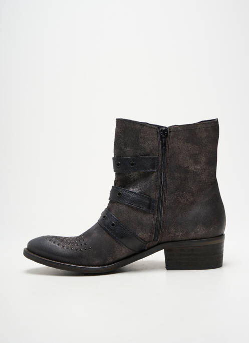 Botine/ghete țesătură satinată toc de 4 la 6 cm argintiu REQINS femme