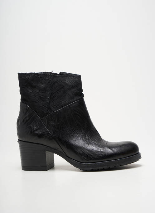 Botine/ghete țesătură satinată toc de 4 la 6 cm negru CAFE NOIR femme