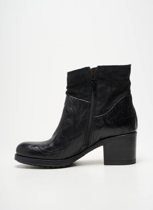 Botine/ghete țesătură satinată toc de 4 la 6 cm negru CAFE NOIR femme