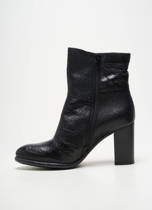 Botine/ghete țesătură satinată toc de 7 la 9 cm negru CAFE NOIR femme