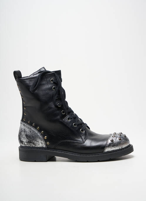 Botine/ghete țesătură satinată toc plat până la 3 cm negru JANET SPORT femme