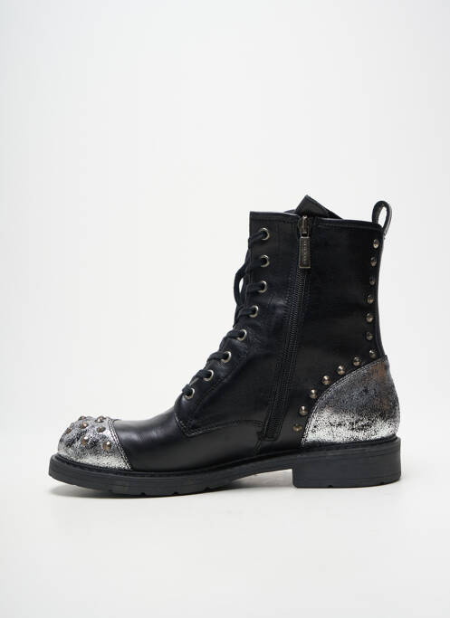 Botine/ghete țesătură satinată toc plat până la 3 cm negru JANET SPORT femme