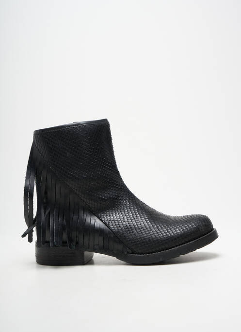 Botine/ghete țesătură satinată toc plat până la 3 cm negru REQINS femme