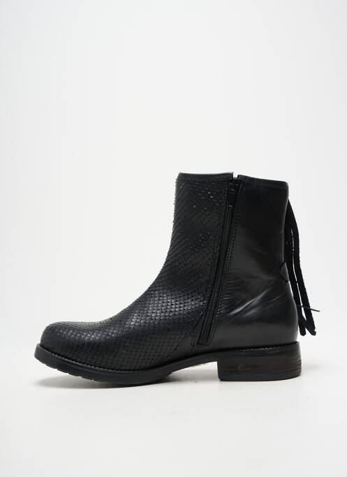 Botine/ghete țesătură satinată toc plat până la 3 cm negru REQINS femme