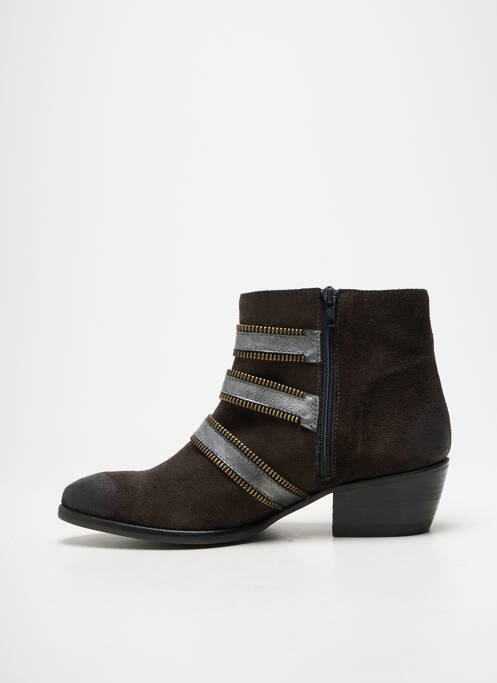 Botine/ghete vârf ascuțit toc de 4 la 6 cm maro B CONFITURE femme