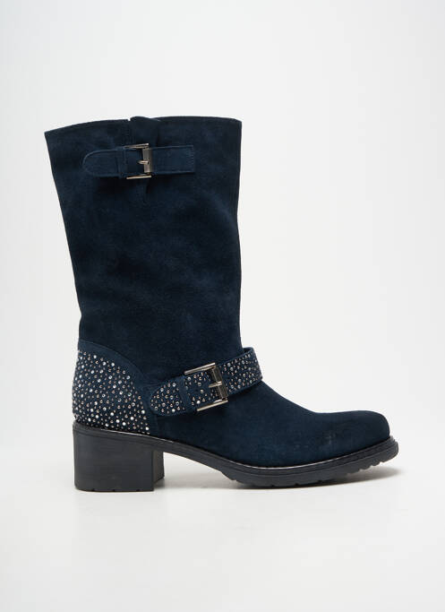 Cizme țesătură satinată toc de 4 la 6 cm albastru JANET SPORT femme