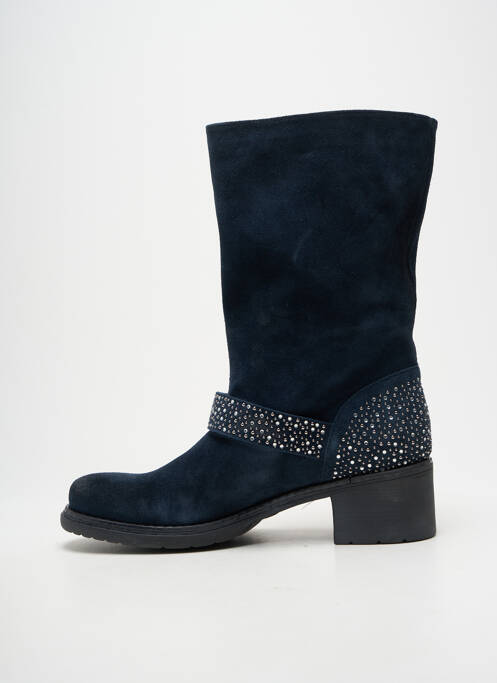 Cizme țesătură satinată toc de 4 la 6 cm albastru JANET SPORT femme