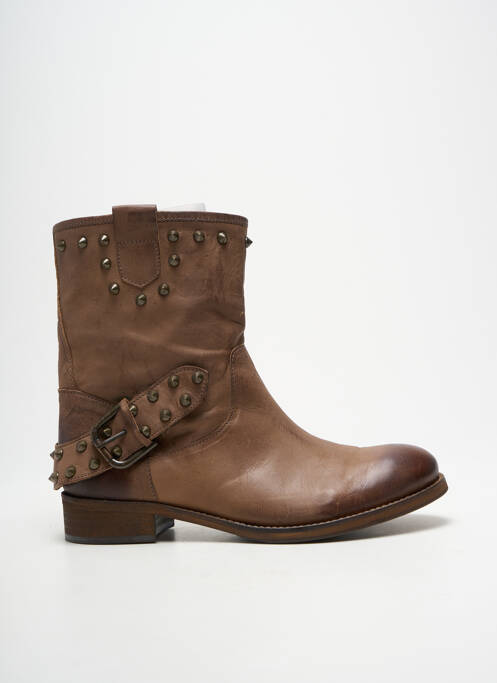 Botine/ghete toc mic toc plat până la 3 cm maro B CONFITURE femme