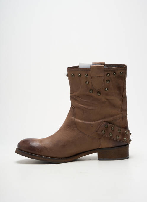 Botine/ghete toc mic toc plat până la 3 cm maro B CONFITURE femme