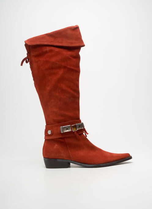 Cizme vârf ascuțit toc plat până la 3 cm portocaliu REGARD femme