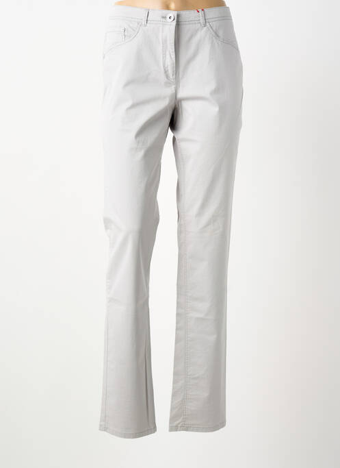 Pantalon slim țesătură poplin mărime normală gri 0000000000000 femme