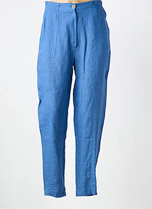 Pantalon drept țesătură crep talie înaltă albastru CANNISSE femeie