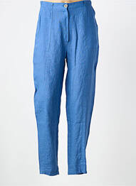Pantalon drept țesătură crep talie înaltă albastru CANNISSE femme