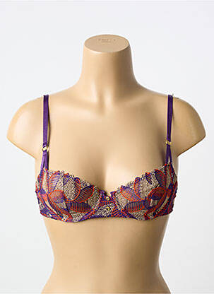 Sutien efect material satinat sutien balconet cu decolteu înalt violet AUBADE femeie