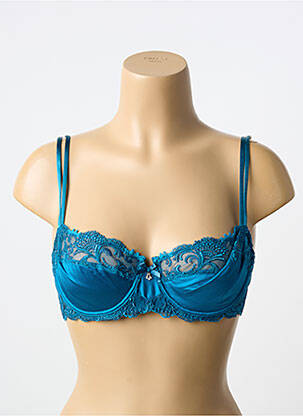 Sutien efect material satinat sutien balconet cu decolteu înalt albastru LISE CHARMEL femeie