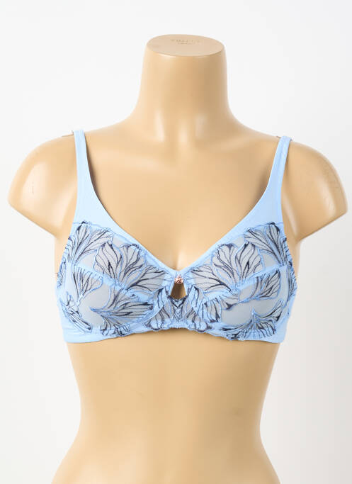 Sutien fără armatură sutien cupe întregi cu decolteu înalt albastru FLORALE BY TRIUMPH femme