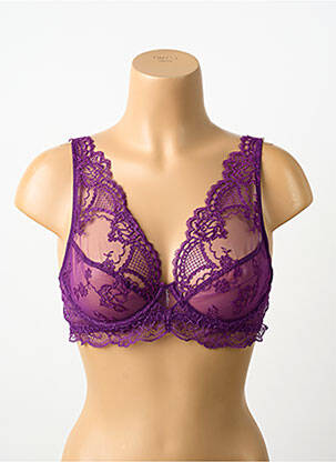 Sutien efect material satinat sutien cupe întregi cu decolteu înalt violet LISE CHARMEL femeie