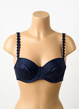 Sutien efect material satinat sutien balconet cu decolteu înalt albastru MARIE JO femeie