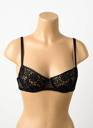 Sutien efect material satinat sutien balconet cu decolteu înalt negru SIMONE PERELE femeie