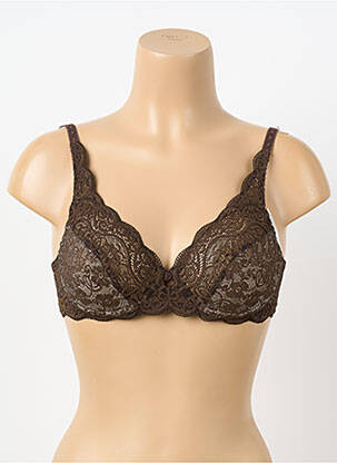 Sutien efect material satinat sutien cupe întregi cu decolteu înalt maro TRIUMPH femeie