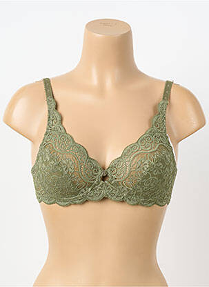 Sutien efect material satinat sutien cupe întregi cu decolteu înalt verde TRIUMPH femeie