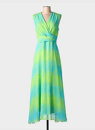 Rochie lungă țesătură crep fără mâneci verde GREGORY PAT femeie