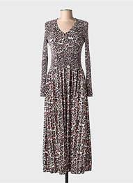 Rochie lungă mâneci lungi mâneci lungi maro LEO & UGO femme