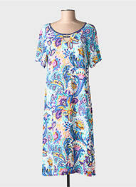 Rochie midi imprimeu floral mâneci scurte albastru MASSANA femeie