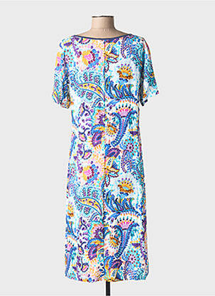 Rochie midi imprimeu floral mâneci scurte albastru MASSANA femeie
