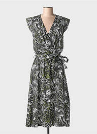 Rochie midi închidere cu fermoar la spate mâneci scurte verde LEO & UGO femme