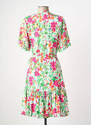 Rochie midi imprimeu floral mâneci scurte verde LEO & UGO femeie