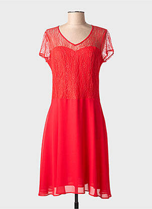 Rochie midi țesătură crep mâneci scurte roșu GREGORY PAT femeie