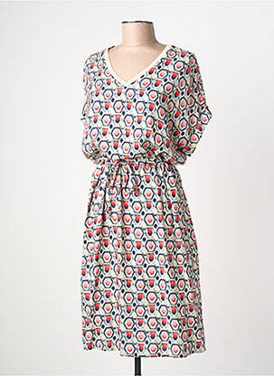 Rochie midi mâneci scurte mâneci scurte bej TONI femeie