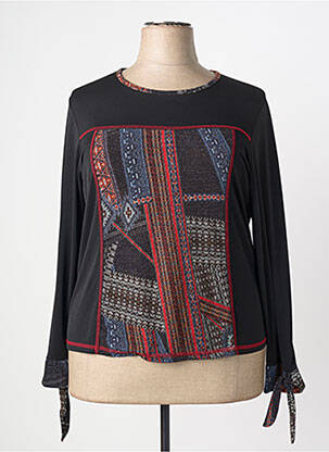 Top țesătură jersey mâneci lungi negru GRIFFON femeie
