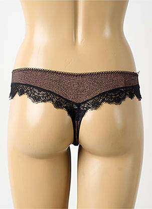 Tanga efect material satinat negru ANTIGEL femeie