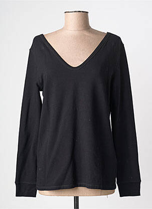 Top guler în v mâneci lungi negru MAJESTIC FILATURES femeie