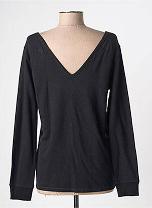 Top guler în v mâneci lungi negru MAJESTIC FILATURES femeie