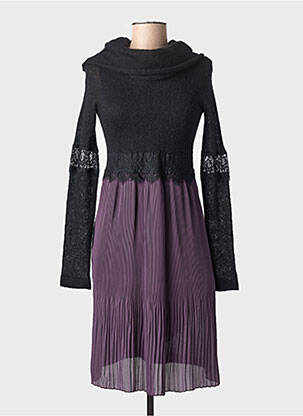 Rochie midi croială evazată mâneci lungi negru ANNA RITA N femme