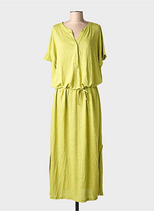 Rochie lungă mâneci lungi mâneci lungi verde MAJESTIC FILATURES femeie