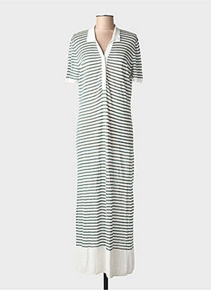 Rochie lungă mâneci scurte mâneci scurte alb MAJESTIC FILATURES femeie