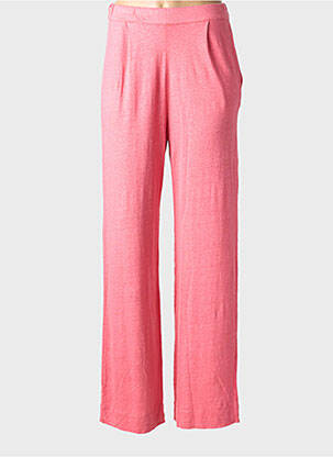 Pantalon drept talie elastică mărime normală roz MAJESTIC FILATURES femeie