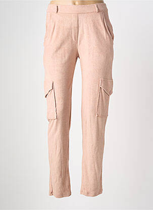 Pantalon slim talie elastică mărime normală roz MAJESTIC FILATURES femeie