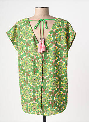 Bluză imprimeu floral mâneci scurte verde SARAH JOHN femeie