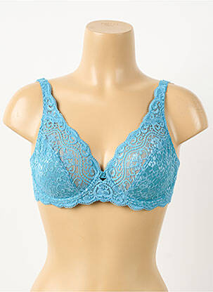 Sutien efect material satinat sutien cupe întregi cu decolteu înalt albastru TRIUMPH femeie